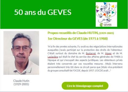 Claude Hutin, Directeur du GEVES de 1971 à 1988